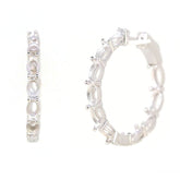 Sterling Silver Semi Mount Earrings Setting Oval OV 6x4mm Multi stone Hoop Earrings - Syzjewelry